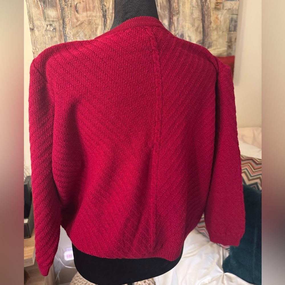 St. John Sport Red Textured Women's Sweater Wool/Rayon Blend Size Small - Picture 6 of 8